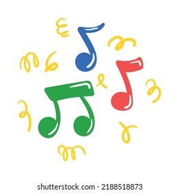 Colorful music composition with bright notes sing tune vector illustration