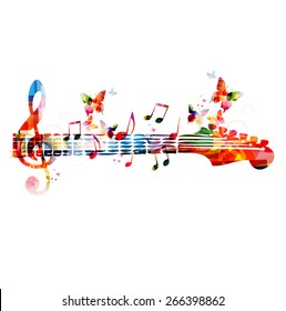 Colorful music design with butterflies