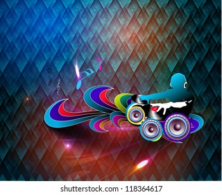 colorful music dj theme, vector poster design