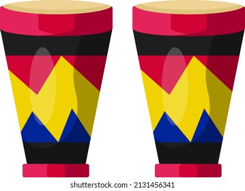 Colorful music drums, illustration, vector on a white background.