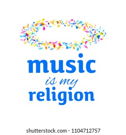 Colorful Music Event notes background. Random colored music festival poster design template. Vector Illustration