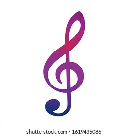 Colorful music G-Clef icon. Vector Illustration on white background
