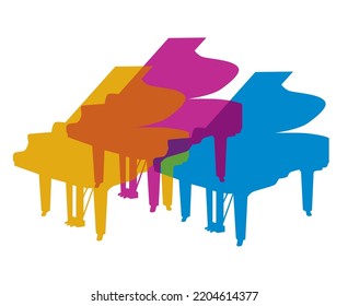 Colorful music graphic with piano.