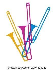 Colorful music graphic with trombone.