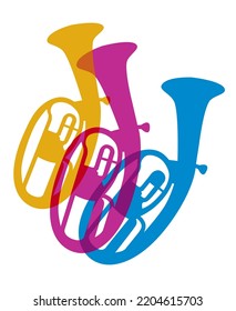 Farbige Musikgrafik mit Tuba.