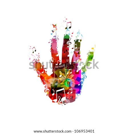 Colorful music hand vector