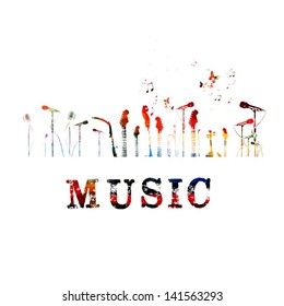 Colorful music instruments background