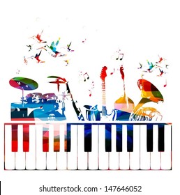 Colorful music instruments background