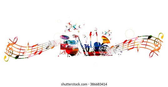 Colorful music instruments background