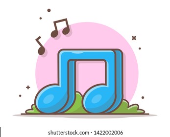 Colorful Music Note Icon Vector Illustration. Musical Music Notes, Song, Melody and Tune. Flat Cartoon Style Suitable for Web Landing Page,  Banner, Flyer, Sticker, Wallpaper, Card, Background