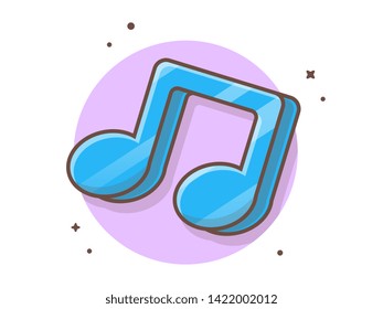 Colorful Music Note Icon Vector Illustration. Musical Music Notes, Song, Melody and Tune. Flat Cartoon Style Suitable for Web Landing Page,  Banner, Flyer, Sticker, Wallpaper, Card, Background