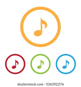 Colorful Music Note Icons With Rings