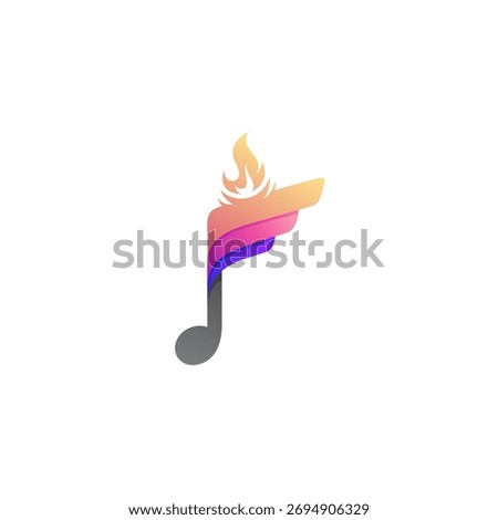 colorful music note logo, music logo and fire design combination