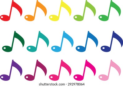 colorful music note set