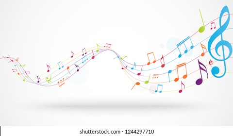 Colorful music notes background