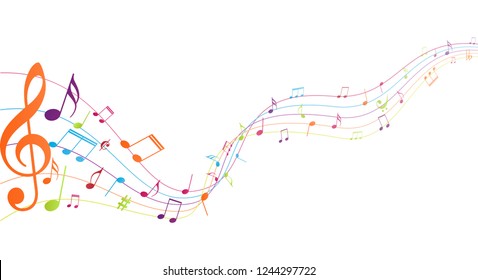 Colorful music notes background