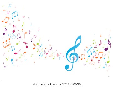 Colorful music notes background