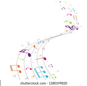 Colorful music notes background