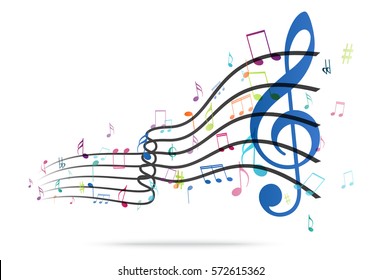 Colorful music Notes Background