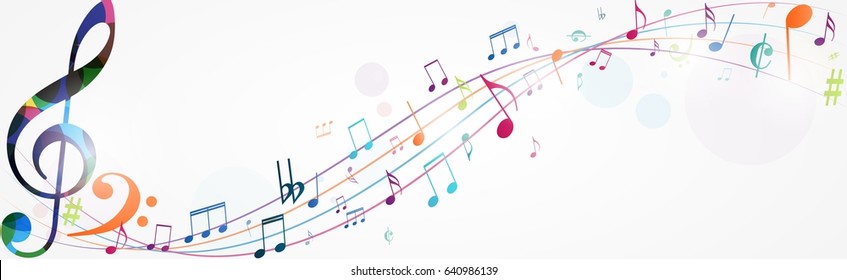 Colorful music notes background