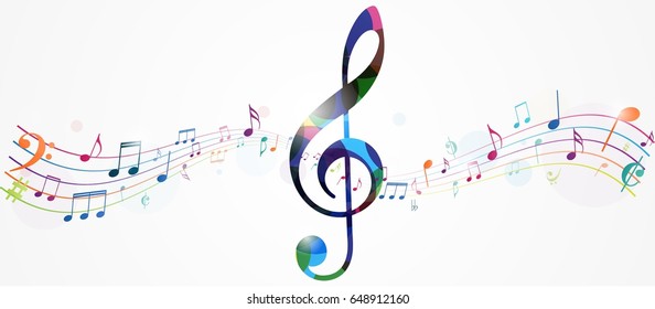 Colorful music notes background