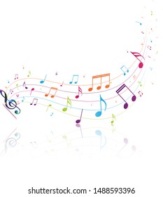 Colorful music notes background, abstract sign and symbol