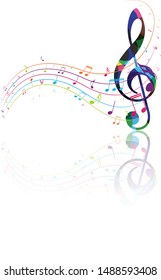 Colorful music notes background, abstract sign and symbol