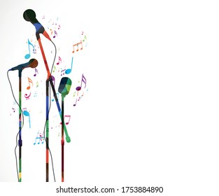 Colorful music notes background, abstract sign and symbol
