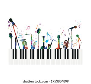 Colorful music notes background, abstract sign and symbol