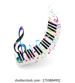 Colorful music notes background, abstract sign and symbol