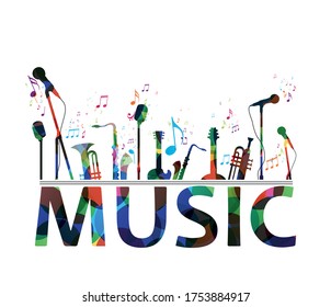 Colorful music notes background, abstract sign and symbol