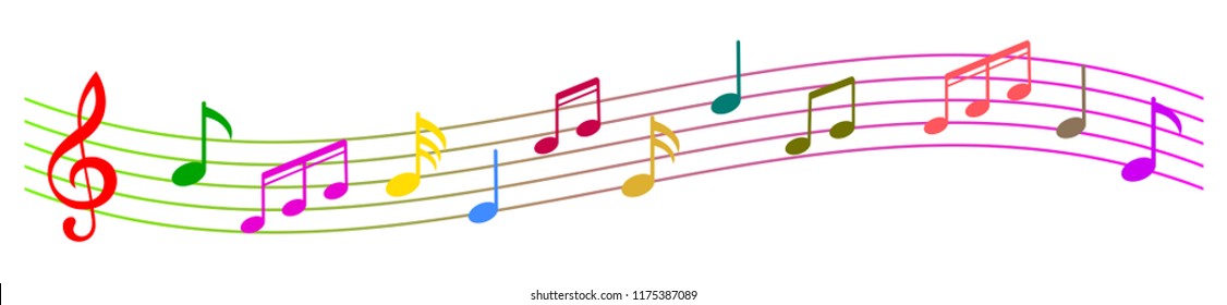 Colorful music notes background, musical notes – stock vector