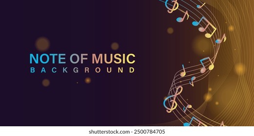 Colorful music notes with bokeh banner and poster design concept