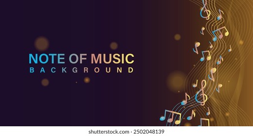 Colorful music notes with bokeh banner and poster design background