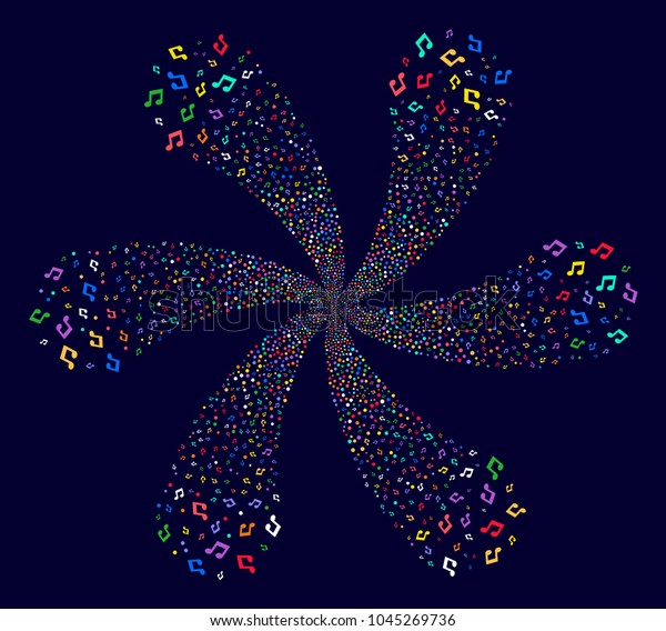 Colorful Music Notes Exploding Flower 6 Stock Vector Royalty Free