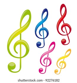 colorful music notes isolated over white background. vector