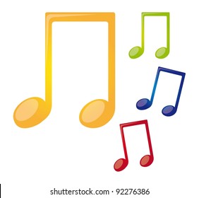 colorful music notes isolated over white background. vector