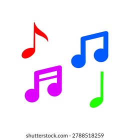 Colorful music notes vector icon set. Bright musical note icons collection for song, melody, audio player, and festival celebration