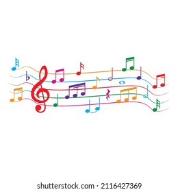 Colorful music notes, vector illustration.