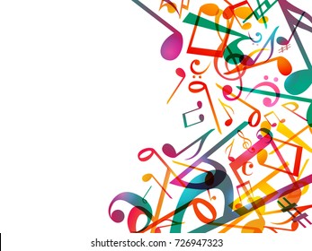 Colorful Music notes. Vector Illustration Abstract white background.