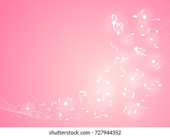 Colorful Music notes. Vector Illustration Abstract pink background.
