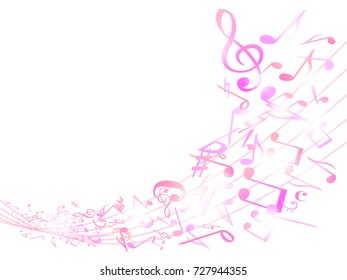 Colorful Music notes. Vector Illustration Abstract pink background.