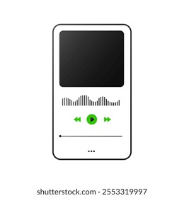Colorful music player template with interactive buttons for sound control, featuring playlist and track navigation. Optimized for mobile and web use.
