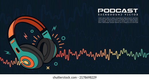 Colorful music podcast background illustration with sound bar