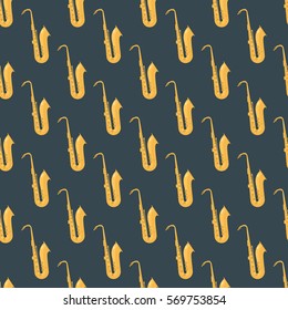 Colorful music saxophone seamless pattern vector illustration.