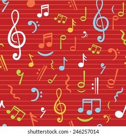 colorful music seamless red background