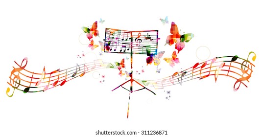 Colorful music stand with butterflies