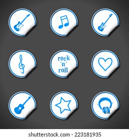 Colorful music stickers illustration collection vector