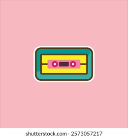 Colorful Music Tape Sticker Ilustration