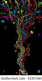 Colorful music tree, vector illustration